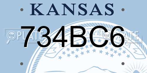 734BC6 Kansas License Plate