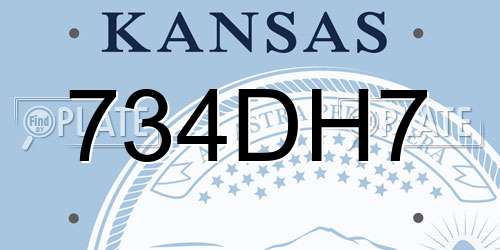 734DH7 Kansas License Plate