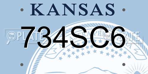 734SC6 Kansas License Plate