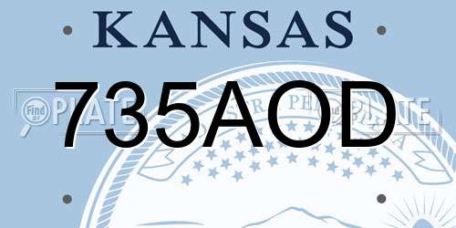 735AOD Kansas License Plate