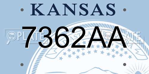 7362AA Kansas License Plate