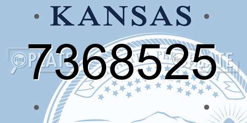 7368525 Kansas License Plate