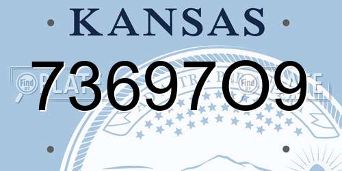 73697O9 Kansas License Plate