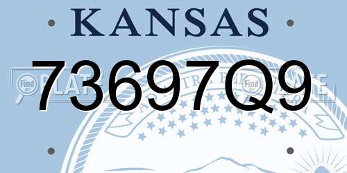 73697Q9 Kansas License Plate
