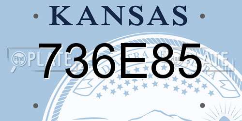 736E85 Kansas License Plate