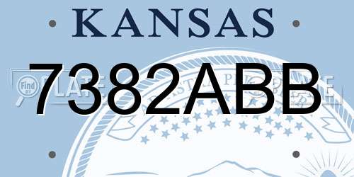 7382ABB Kansas License Plate