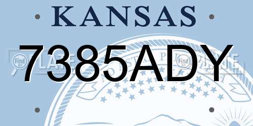 7385ADY Kansas License Plate