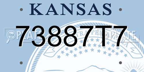 73887T7 Kansas License Plate