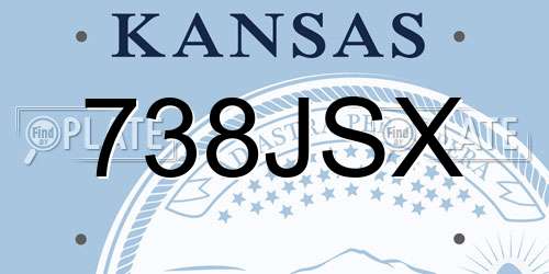 738JSX Kansas License Plate