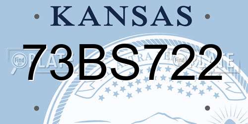 73BS722 Kansas License Plate