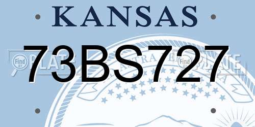 73BS727 Kansas License Plate