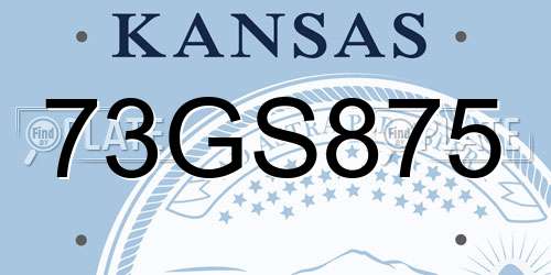 73GS875 Kansas License Plate