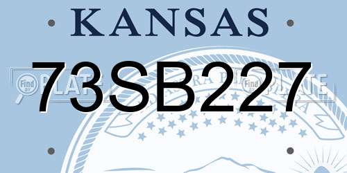 73SB227 Kansas License Plate