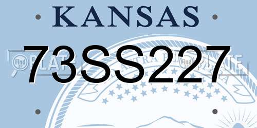 73SS227 Kansas License Plate