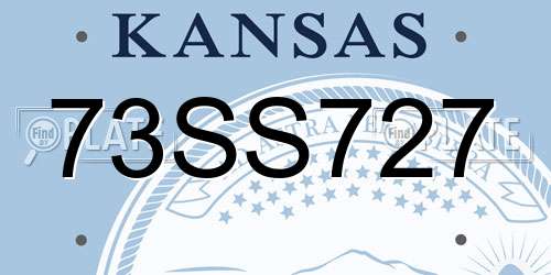 73SS727 Kansas License Plate