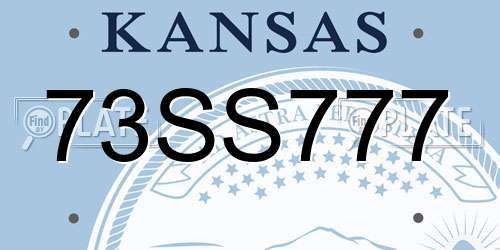 73SS777 Kansas License Plate
