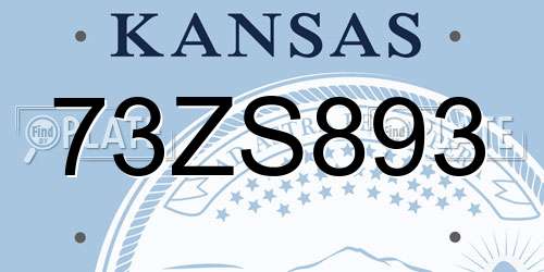 73ZS893 Kansas License Plate