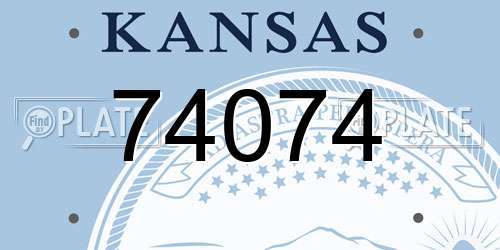 74074 Kansas License Plate