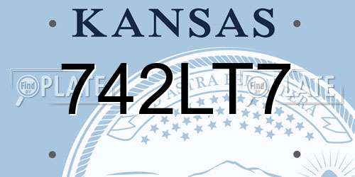 742LT7 Kansas License Plate