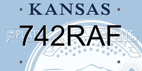 742RAF Kansas License Plate