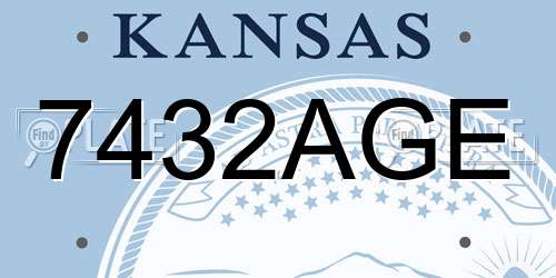 7432AGE Kansas License Plate