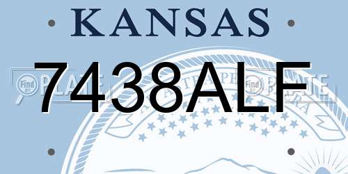 7438ALF Kansas License Plate