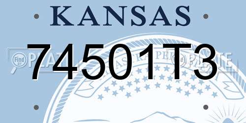 74501T3 Kansas License Plate
