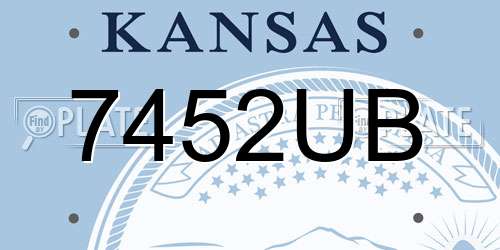 7452UB Kansas License Plate