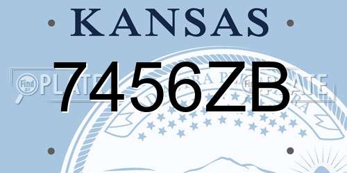 7456ZB Kansas License Plate