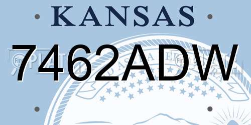 7462ADW Kansas License Plate
