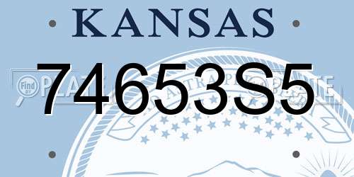 74653S5 Kansas License Plate