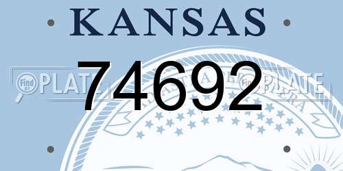 74692 Kansas License Plate
