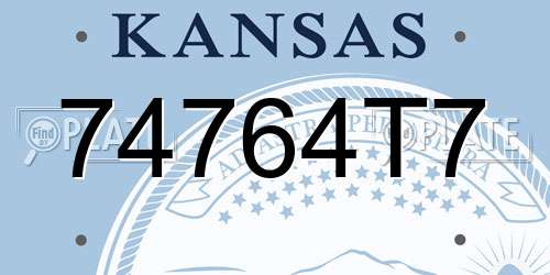 74764T7 Kansas License Plate