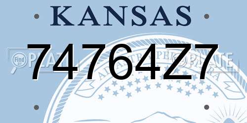 74764Z7 Kansas License Plate