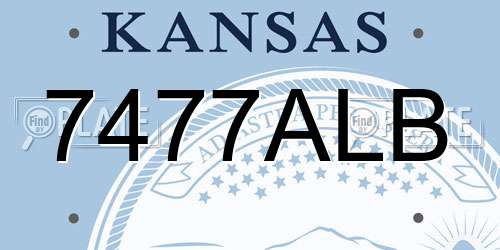 7477ALB Kansas License Plate