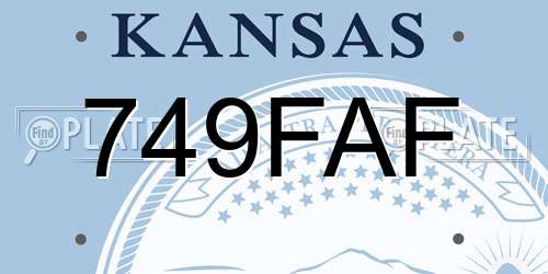 749FAF Kansas License Plate