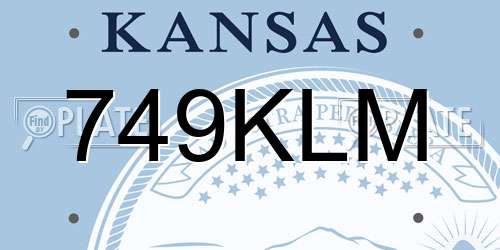749KLM Kansas License Plate
