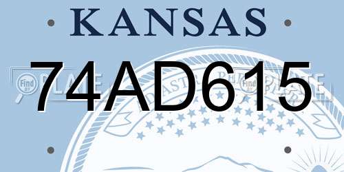 74AD615 Kansas License Plate