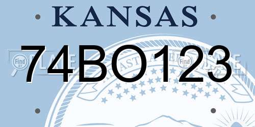 74BO123 Kansas License Plate