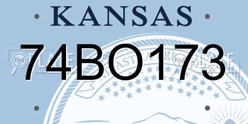 74BO173 Kansas License Plate