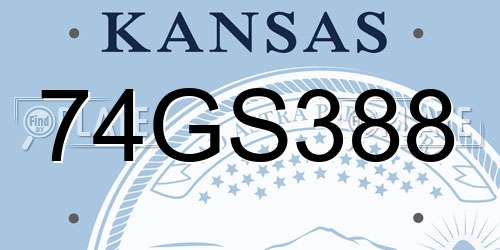 74GS388 Kansas License Plate
