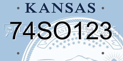 74SO123 Kansas License Plate