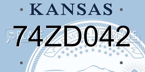 74ZD042 Kansas License Plate