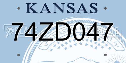 74ZD047 Kansas License Plate