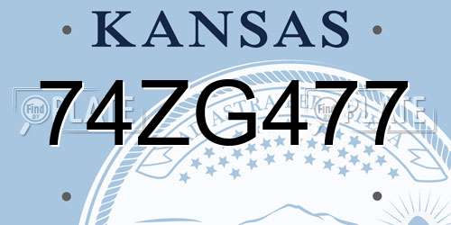 74ZG477 Kansas License Plate