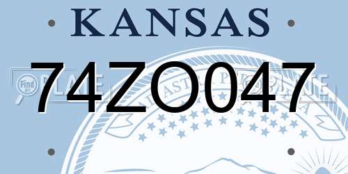 74ZO047 Kansas License Plate