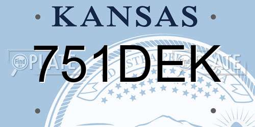 751DEK Kansas License Plate