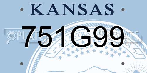 751G99 Kansas License Plate