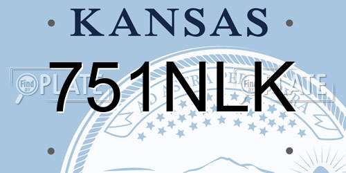751NLK Kansas License Plate