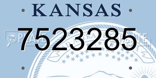 7523285 Kansas License Plate